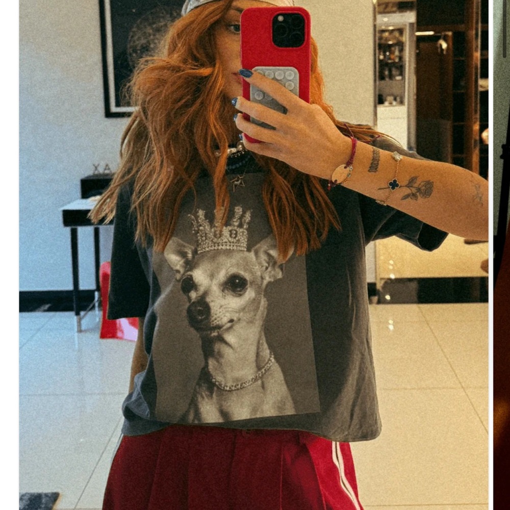 Dressed in LALA Charcoal Dog Crown Tee
